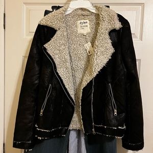 NWT Dylan L.A. Black Sherpa-lined Moto Jacket size M